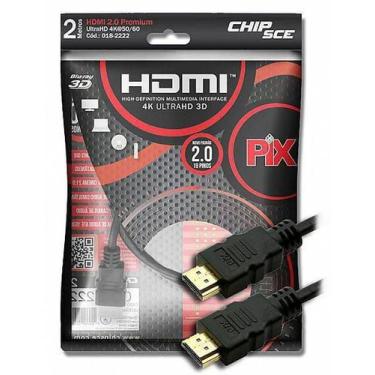 Imagem de Cabo HDMI 2 Metros 2.0 19 Pinos 3D 4K HDR Banhado a Ouro PIX - 5+