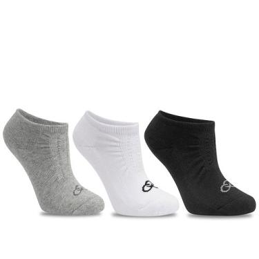 Imagem de Meia Olympikus Cano Invisível pacote c/ 3 pares Masculino, Preto, 39-4