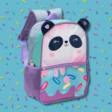 Imagem de Mochila De Costas Escolar Pequena Creche Pandinha Panda Fofa Colorida 