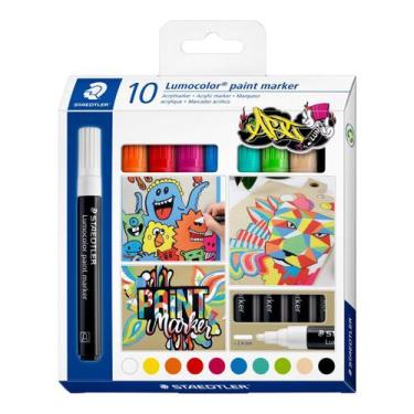 Imagem de Kit 10 Marcador Permanente Staedtler Lumocolor 349 Madeira, 349 C10