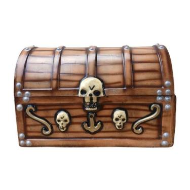 Imagem de Bau Pirata Com  Caveira De Plástico - Festas e Fantasias