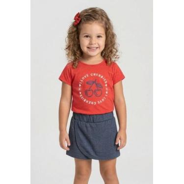 Imagem de Conjunto Infantil Menina Roupa Verão Blusa Confortável e Shorts Saia C