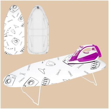 Imagem de Tábua de passar roupa de mesa dobrável pequena - capa e almofada resistente ao calor, placa de ferro compacta portátil com pés antiderrapantes para pequenos espaços e viagens, 71 cm x 30 cm, branco