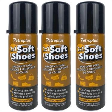 Imagem de Kit 3 Amaciantes para Calçados e Hidratante de Couro em Spray Soft Shoes - 75ml -  2x1- Petroplus PP-0195BR
