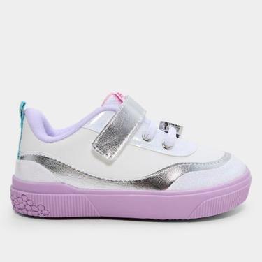 Imagem de Tênis Infantil Pampili Yumi Menina, Branco, Lilás, 22