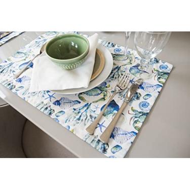 Imagem de Kit Jogo Americano Estampa Digital 6 Peças Mesa Jantar Decor (Kit_6pçs_Fundo do Mar)