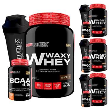 Imagem de Kit 4x Whey Protein 900g + 4x BCAA 100g + 4x Coqueteleira - Bodybuilders Sabor Chocolate
