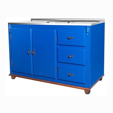 Imagem de Balcão de Pia Rústico 1,20m Portas de Madeira 610 Laca Azul