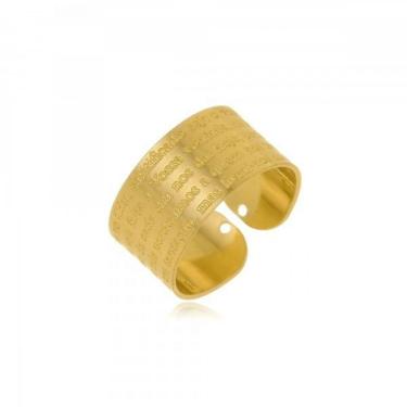 Imagem de Anel Ajustável Oração do Pai Nosso Banhado a Ouro