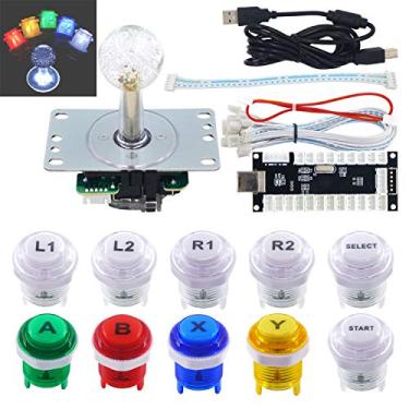 Imagem de SJ@JX Arcade Game LED DIY Kit Mechanical Keyboard Switch Arcade LED Button Joystick Controller Zero Delay USB Encoder for PC MAME Retropie Jamma