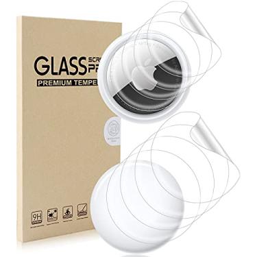 Imagem de [Pacote com 4 + 4] Película protetora de tela Airtag frontal e traseira, 4 películas frontais + 4 películas de proteção traseira com alta transparência HD antiarranhões e flexível para Airtags da Apple