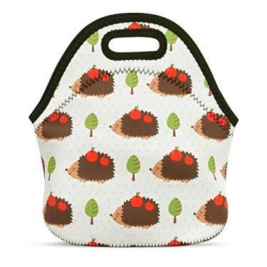 Imagem de (Apple Hedgehog) - Violet Mist Neoprene Lunch Bag Tote Reusable Insulated Waterproof School Picnic Carrying Gourmet Lunchbox Container Organiser For Men, Women, Adults, Kids, Girls, Boys