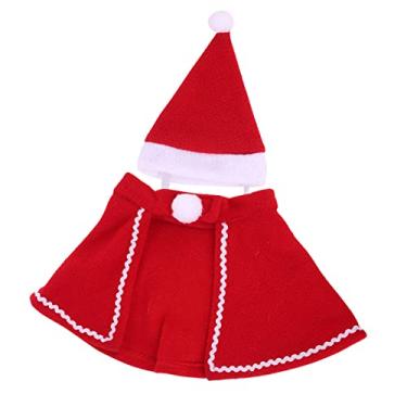 Imagem de Fenteer Roupas de Natal Pet Traje Vestir Roupas Cosplay Capa Chapéu para Gatinho Pequenos Cães Médios Gatos Acessórios Vestuário Decoração