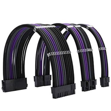 Imagem de Formulamod Kit de cabo de alimentação de extensão de manga 18AWG ATX 24P+ EPS 8-P+PCI-E8-P com pentes para PSU para placa-mãe/GPU Fm-NCK3 (preto, cinza, roxo)