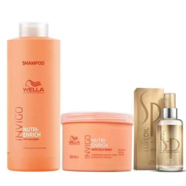 Imagem de Kit Shampoo Máscara Nutri Enrich E Sp Luxe Oil Wella Professionals