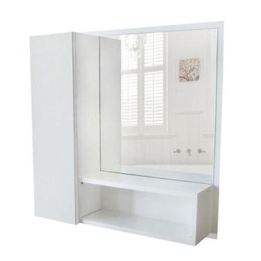 Imagem de Armário Mdf Para Banheiro Com Espelho Nicho Espelheira (Branco) - Dom