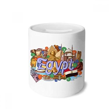 Imagem de DIYthinker Pirâmide de faraó Egito Graffiti Caixa de Dinheiro Caixa de Cerâmica Porta-Moedas Presente