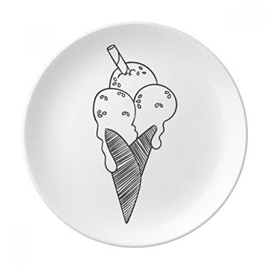 Imagem de Black Outline Sésamo Biscuits Placa de sorvete Decorativa Porcelana Salver Prato de jantar