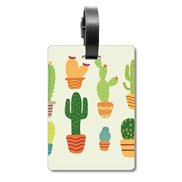 Imagem de Vaso de plantas com estampa de suculentas de cacto para suculentas e etiqueta para bagagem