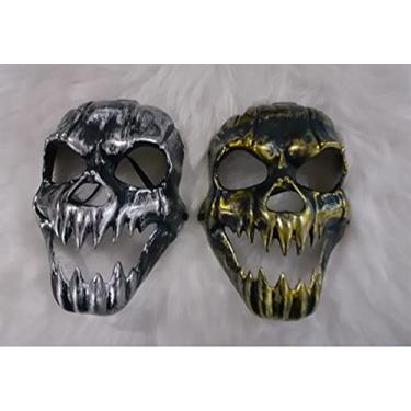 Imagem de Máscara Caveira Crânio Halloween Carnaval Festas Cor: Dourado
