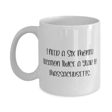 Imagem de I Need a Six Month Vacation Twice for Year to Massachusetts Caneca Massachusetts 325 ml, presente New Massachusetts, copo para