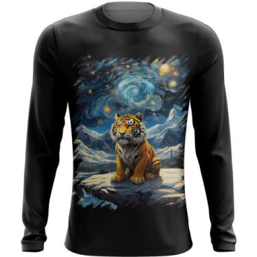 Imagem de Camiseta Manga Longa Tigre Noite Estrelada Van Gogh 4 - Kasubeck Store