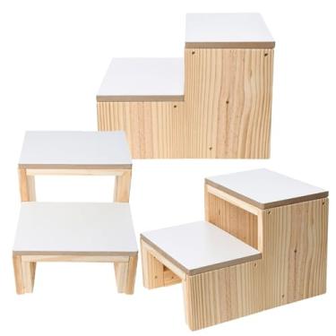 Imagem de Escada Auxiliar Dois Degrau Multiuso Montessori Profissional em Madeira (Branco)