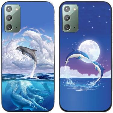 Imagem de 2 peças de capa de telefone traseira de silicone em gel TPU impresso golfinhos para Samsung Galaxy All Series (Galaxy Note 20)