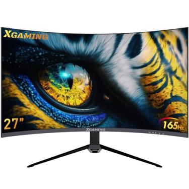 Imagem de XGaming Monitor curvo para jogos de 27 polegadas 144Hz 165Hz QHD 2560 x 1440p, monitor de computador HDMI 2K 16:9 tela ampla, 1ms, FreeSync, 98% sRGB, 1500R Eye Care HDR PC tela alto-falantes