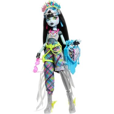 Imagem de Monster High, Boneca Frankie Festival de Terror com Roupa Glamurosa e Acessórios Temáticos de Festival como Lanches, Pôster de Banda e Bolsa Estilosa, Para crianças a partir de 4 anos