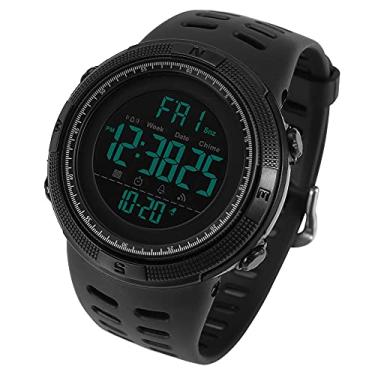 Imagem de Relógio Esportivo Masculino Com Luz Traseira Digital à Prova D'água Relógio de Pulso para Banho de Natação (Preto)