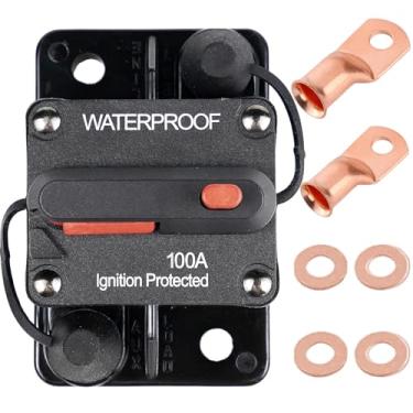 Imagem de STETION 100 Amp Circuit Breaker Trolling with Manual Reset Car Marine Trolling Motors Boat ATV Manual Power Protect for Audio System Fuse 12V-48VDC Waterproof (100Amp)
