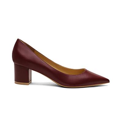 Imagem de Sapatos femininos de salto alto grosso, salto baixo, bico fechado, bico fino, grosso, salto alto, sapatos de casamento