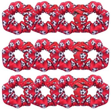 Imagem de 12 peças de cabelo de futebol brilhante Scrunchies Uniformes de futebol Scrunchie desempenho escolar/esportes/prática/festa/ginástica Scrunchie suporte de rabo de cavalo para meninas cosplay show