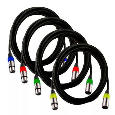 Imagem de 4 cabos de microfone balanceado xlr santo angelo 10 metros vermelho, a