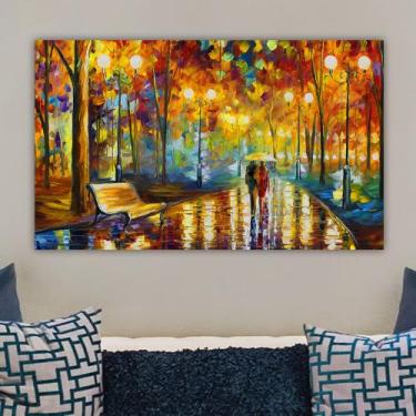 Imagem de Quadro Decorativo em Tela Casal na Praça 100x60cm para Sala Recepção E