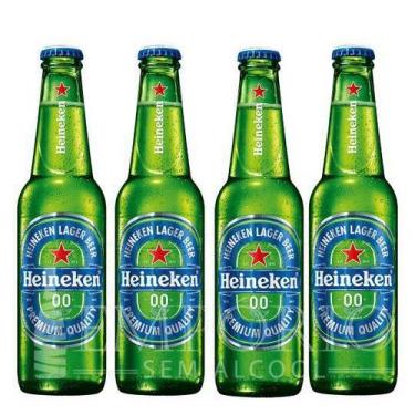 Imagem de Kit 4 Un Cerveja Sem Álcool Heineken 0,0% - Ln 330 Ml