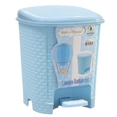 Imagem de Lixeira Bebê infantil Rattan Com Pedal e Basculante 6 litros - meninoe