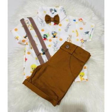 Imagem de Conjunto Menina Infantil Luxo Temático Looney Tunes Baby + Bermuda - A