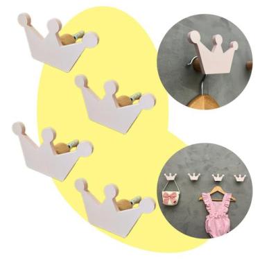 Imagem de 4 Ganchos de parede infantil menina decoração formatos rosa - Souvenir
