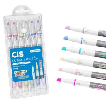 Imagem de Marca Texto Cis Lunini Ex Slim  Apagável estojo Com 6 Cores