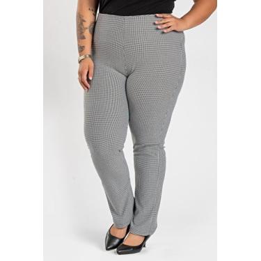 Imagem de Calça Feminina Plus Size Malha Jacquard e Cós Largo - Serena, Preto, G