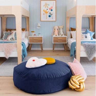 Imagem de Futton Turco Redondo Veludo Paris Ø70cm Marinho - FASTLAR