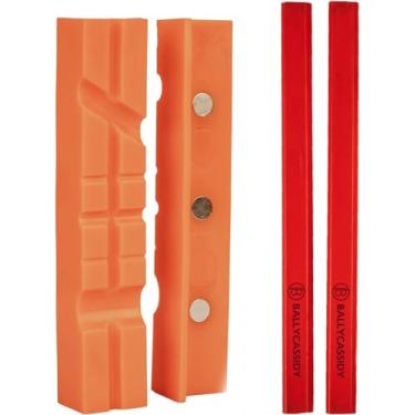 Imagem de Katai - Par de almofadas de mandíbula de torno de bancada de 15 cm - Pegas magnéticas macias multiuso para qualquer torno de metal - Completo com 2 lápis carpinteiros