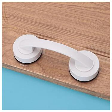 Imagem de WANLIAN Maçaneta de porta espelhada de vidro com ventosa potente, gaveta de geladeira banheiro ventosa corrimão de parede, maçaneta de chuveiro de banheira puxador de armário de cozinha (branco)