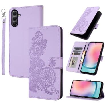 Imagem de Dibosom Capa carteira floral para Samsung Galaxy A05s/A05 com alça de pulso flip com zíper, suporte de cartão de couro PU de luxo elegante acessórios de corpo inteiro capa de telefone para Ao5s Ao5 A