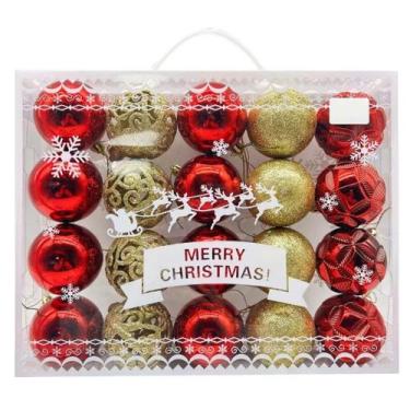 Imagem de Kit 20 Bolas de Natal Luxo Bolinhas Natal 5cm Coloridas Decoração Enfe