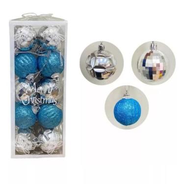 Imagem de Kit 20 Bolas de Natal Luxo Bolinhas Natal 5cm Coloridas Decoração Enfe