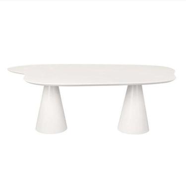 Imagem de Mesa De Jantar 160x90 Cone Orgânica Nuvem Cor Branca