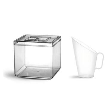 Imagem de Kit 10 Potes Quadrado Acrílico Com Tampa 5 Litros + Concha - LCR